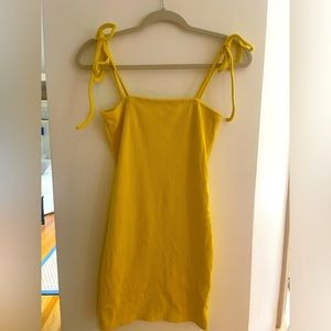 Yellow Ribbed Mini Dress